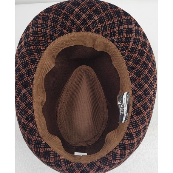 True Gear 100% Wool Fedora Brown Black Plaid Tweed - Picture 7 of 12